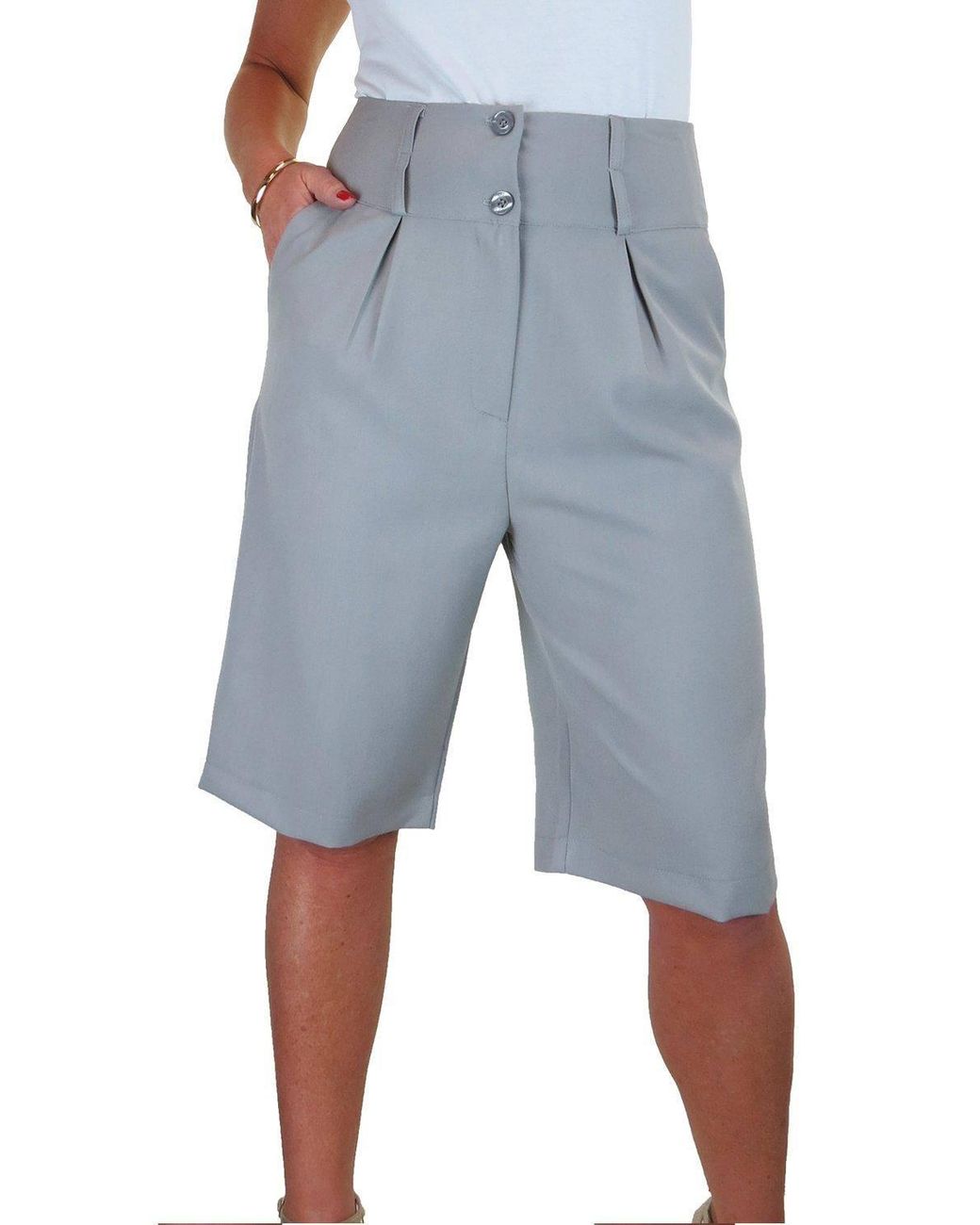 Paulo Due Blue Tailored Wide Leg Knee Shorts