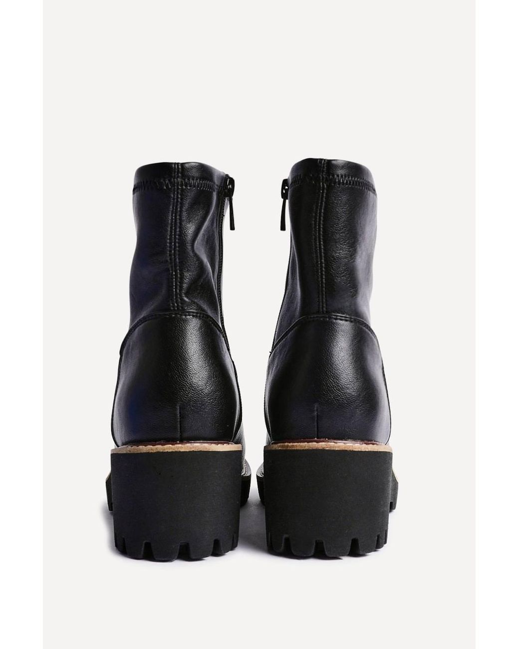 Linzi Black Pulse Wide Fit Faux Leather Wedged Heel Ankle Boot