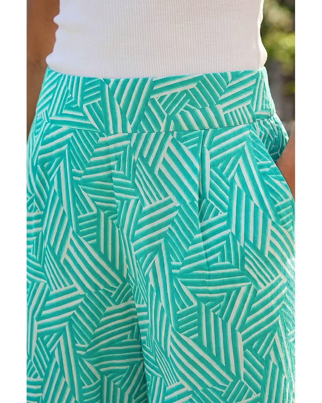 Roman Green Geometric Print Cullotte Trousers