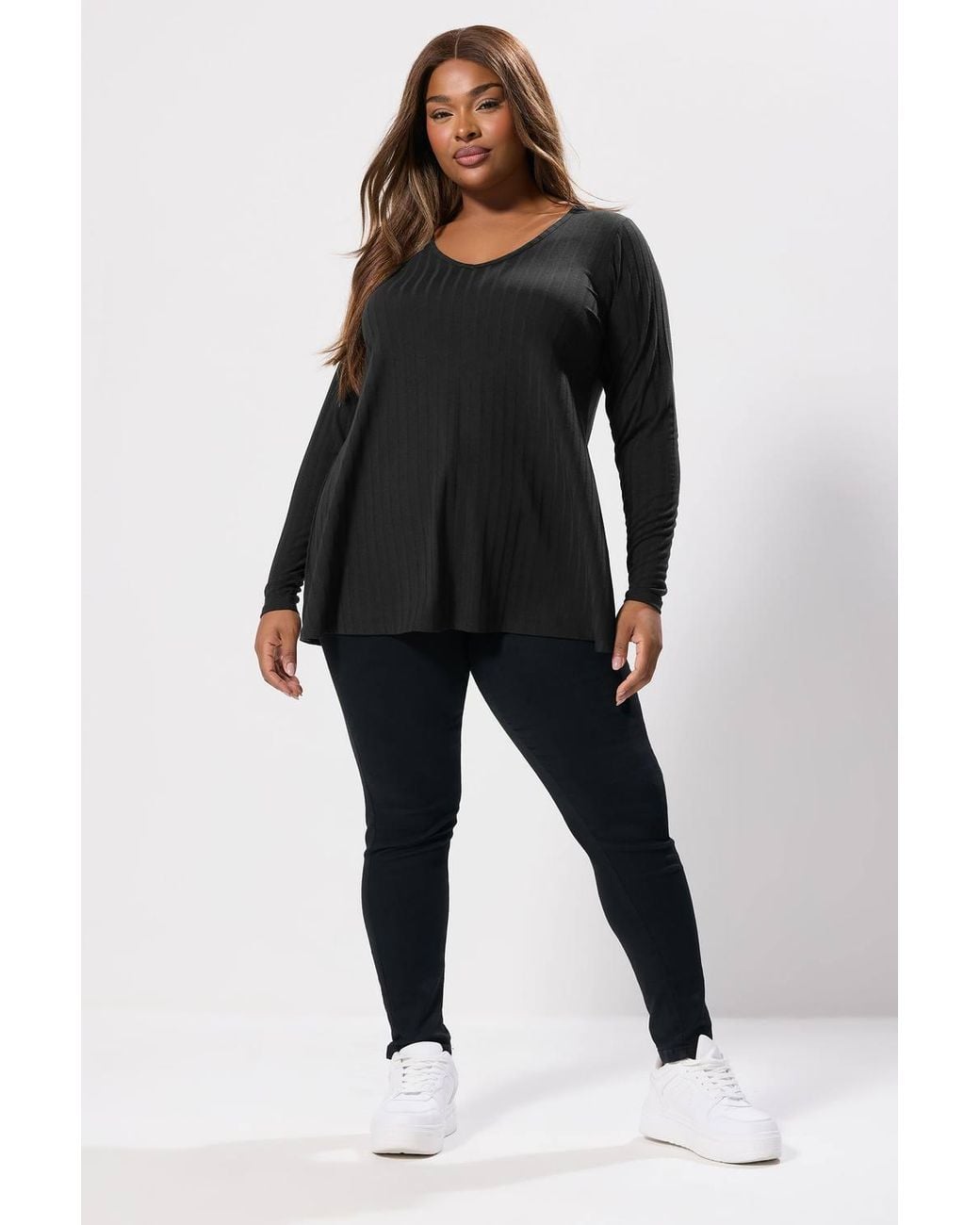 Yours Black Ribbed Swing T-Shirt