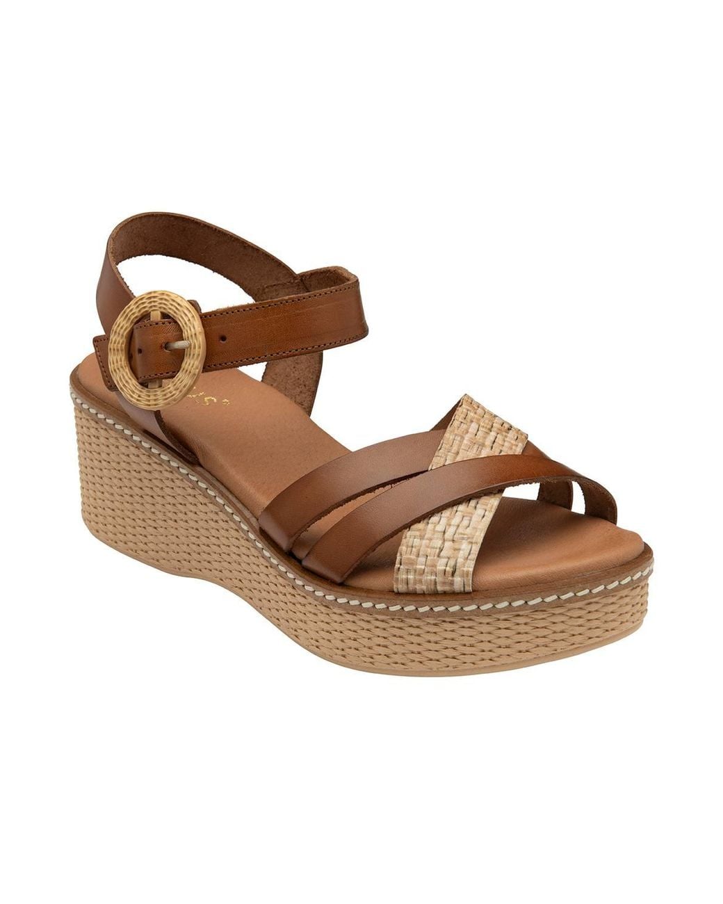 Lotus Brown 'Amalia' Leather Wedge Sandals