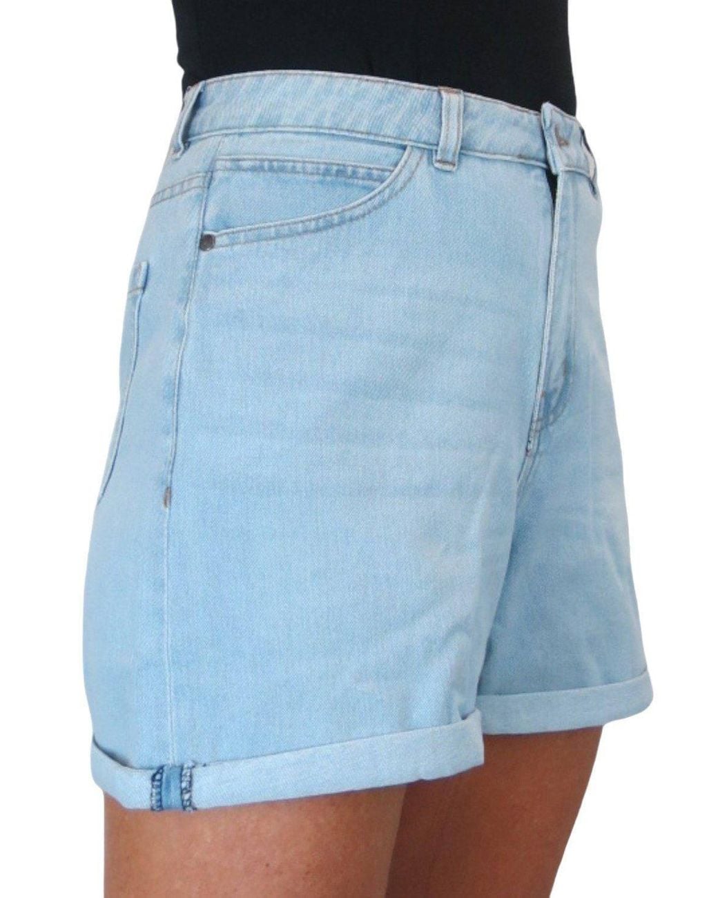 Paulo Due Blue Relaxed Mom Fit Denim Jean Shorts