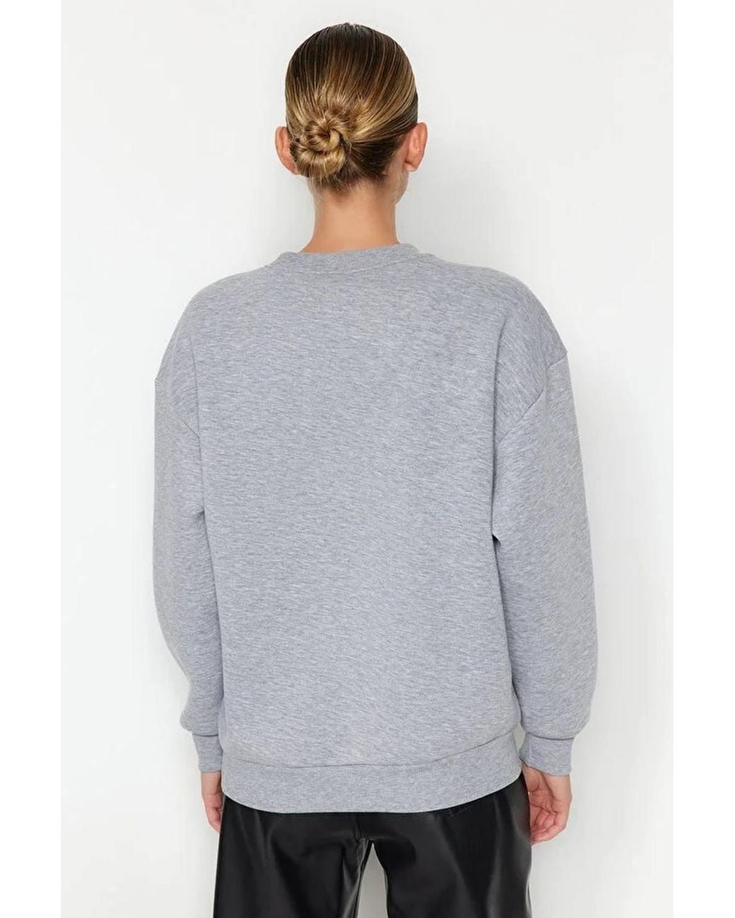 WOVCOR Gray Embroidered Animal Fleece Sweatshirt