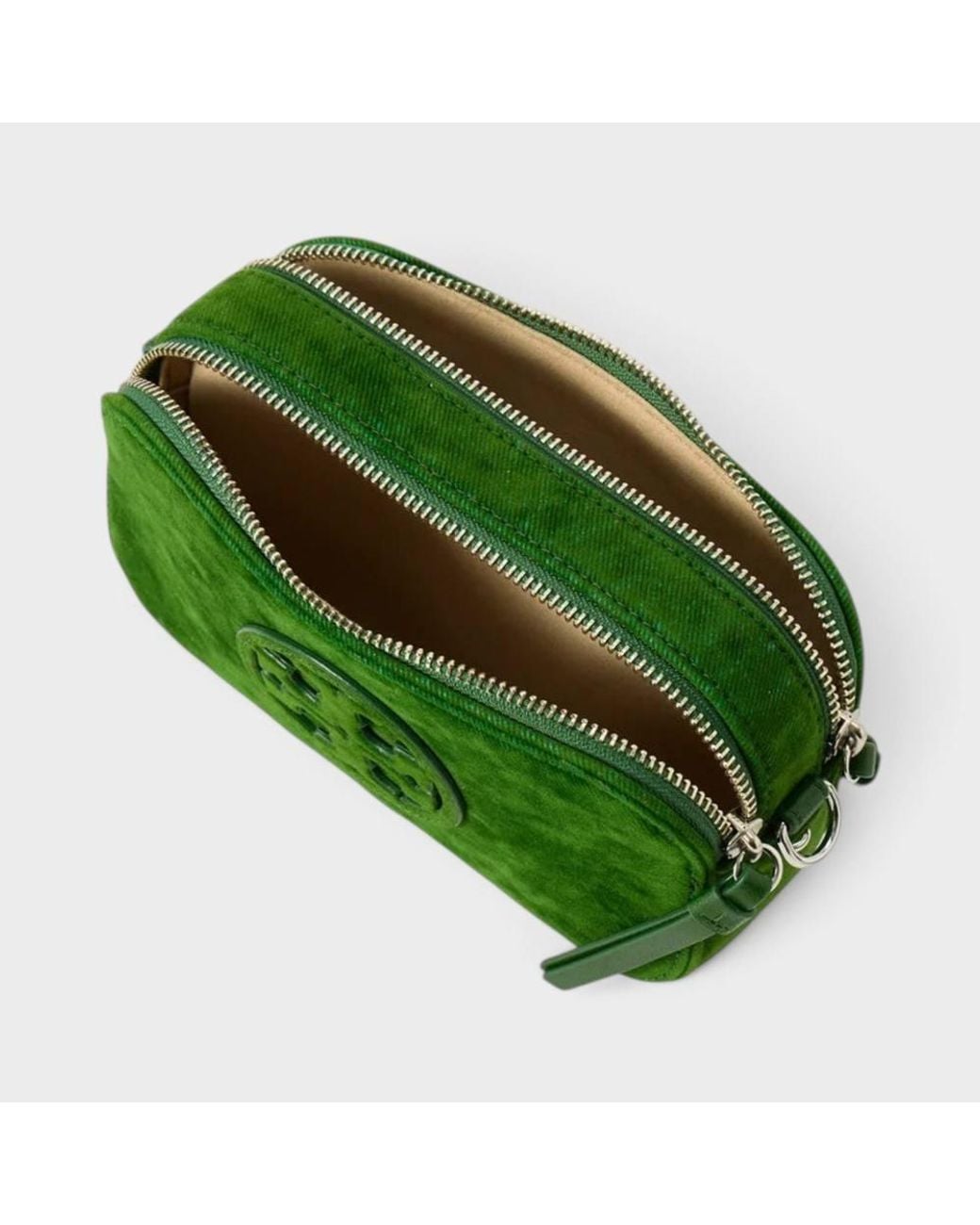 Tory Burch Green Miller Flocked Mini Crossbody Bag