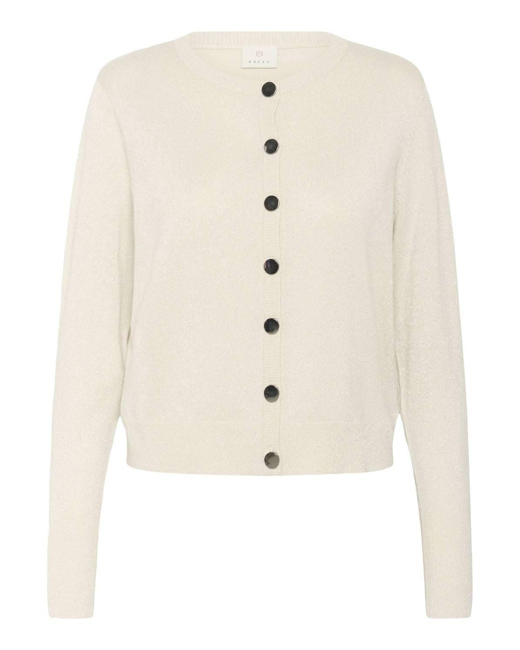 Kaffe White Karegina Crew Neck Long Sleeve Cardigan
