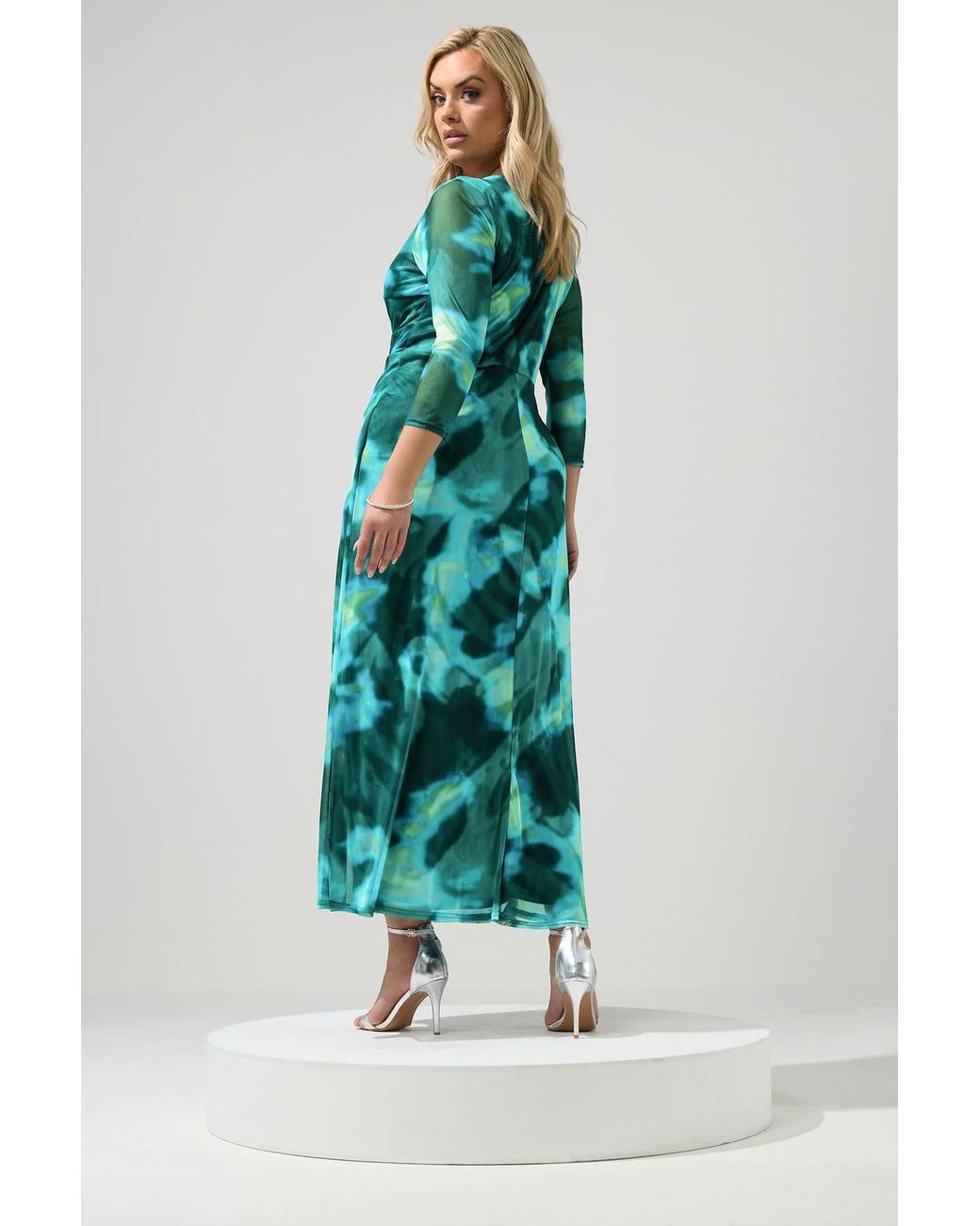 Yours Green Abstract Knot Front Maxi Dress