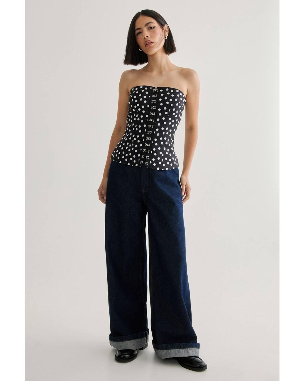 Nasty Gal Multicolor Spot Print Tailored Bustier Top