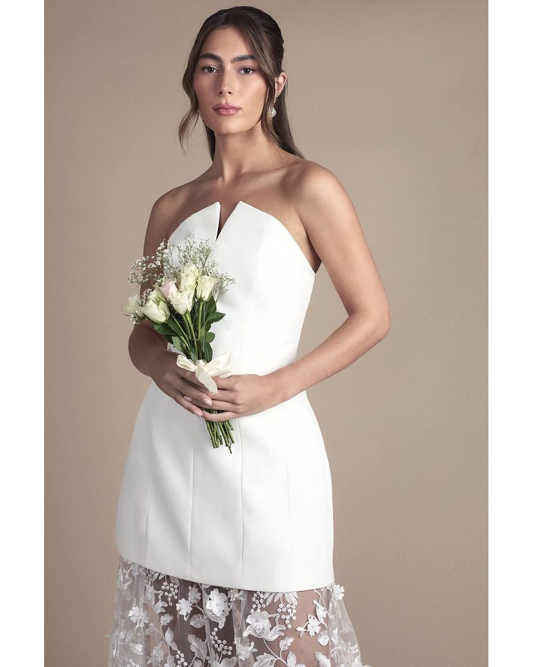 Coast Black Structured Bandeau Maxi Wedding Dress W/ Lace Skirt