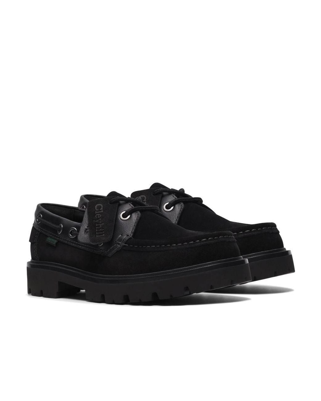 Clarks Black Cleyhill Boat Suede Slip Ons, Boat Shoes for men