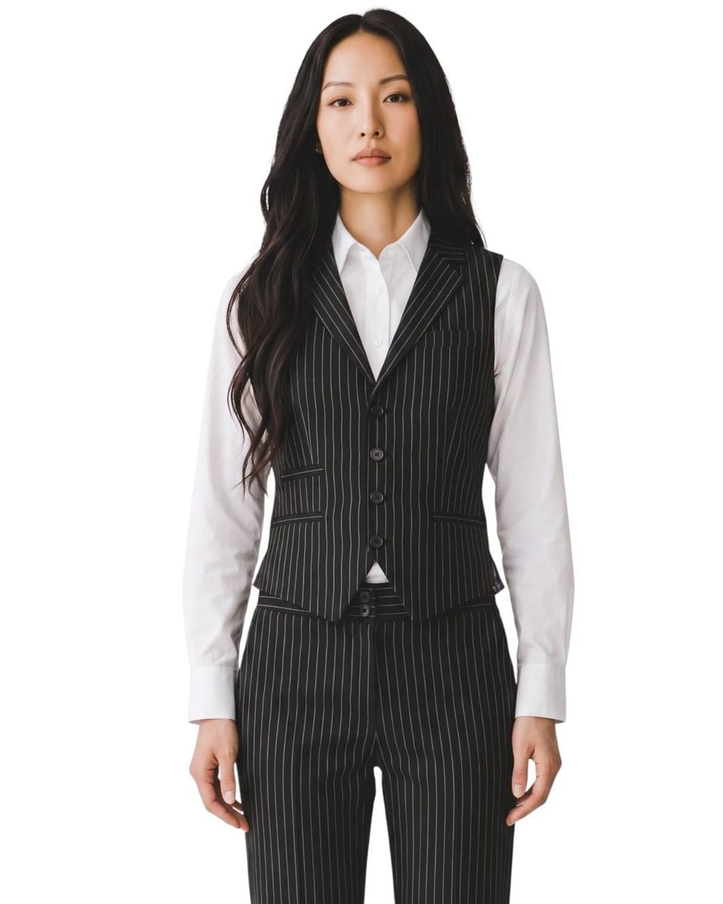 Infinity Leather Black Pinstripe 3 Piece Tailored Fit Formal Suit