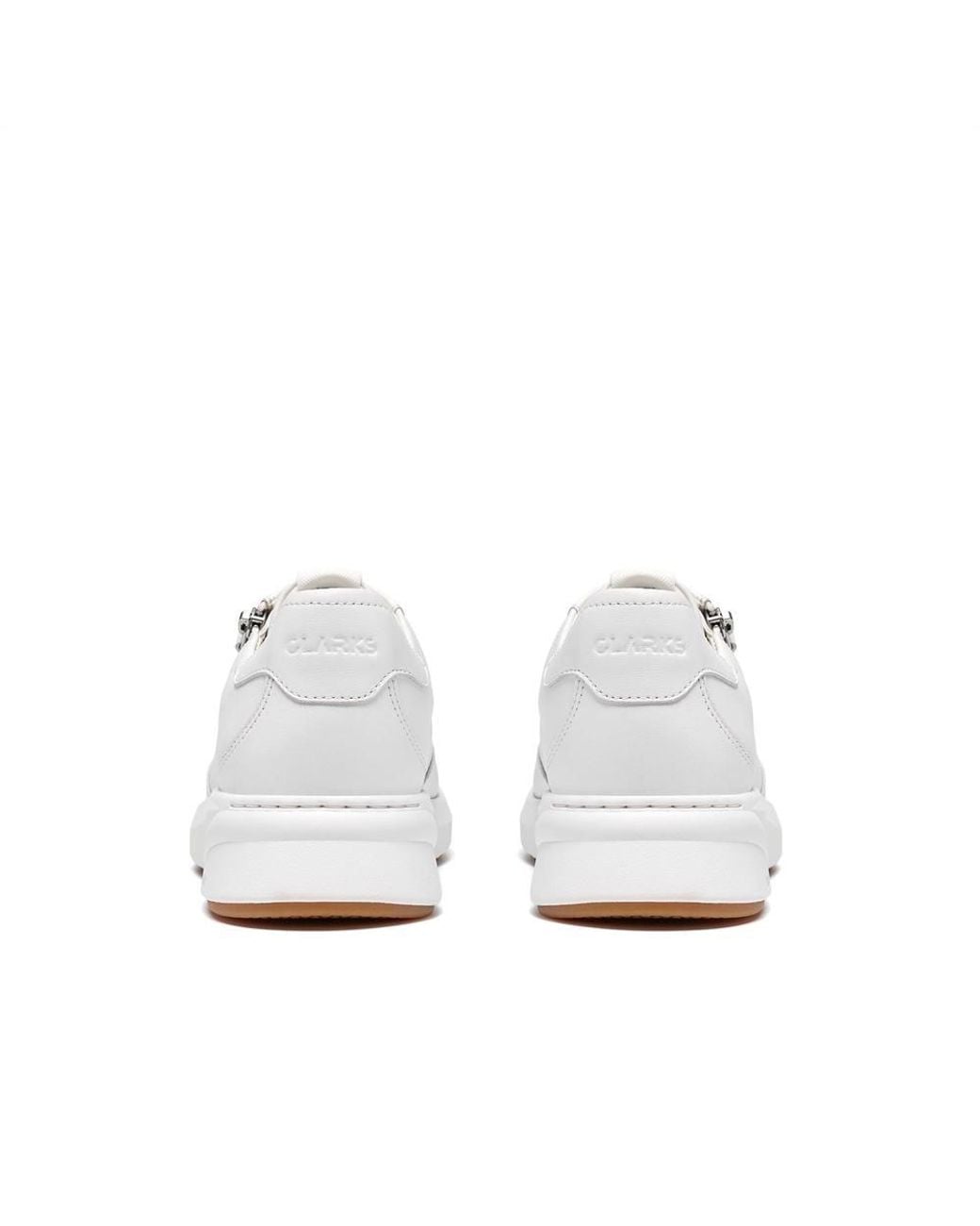 Clarks White Code R Run Leather Trainers, Lace Up