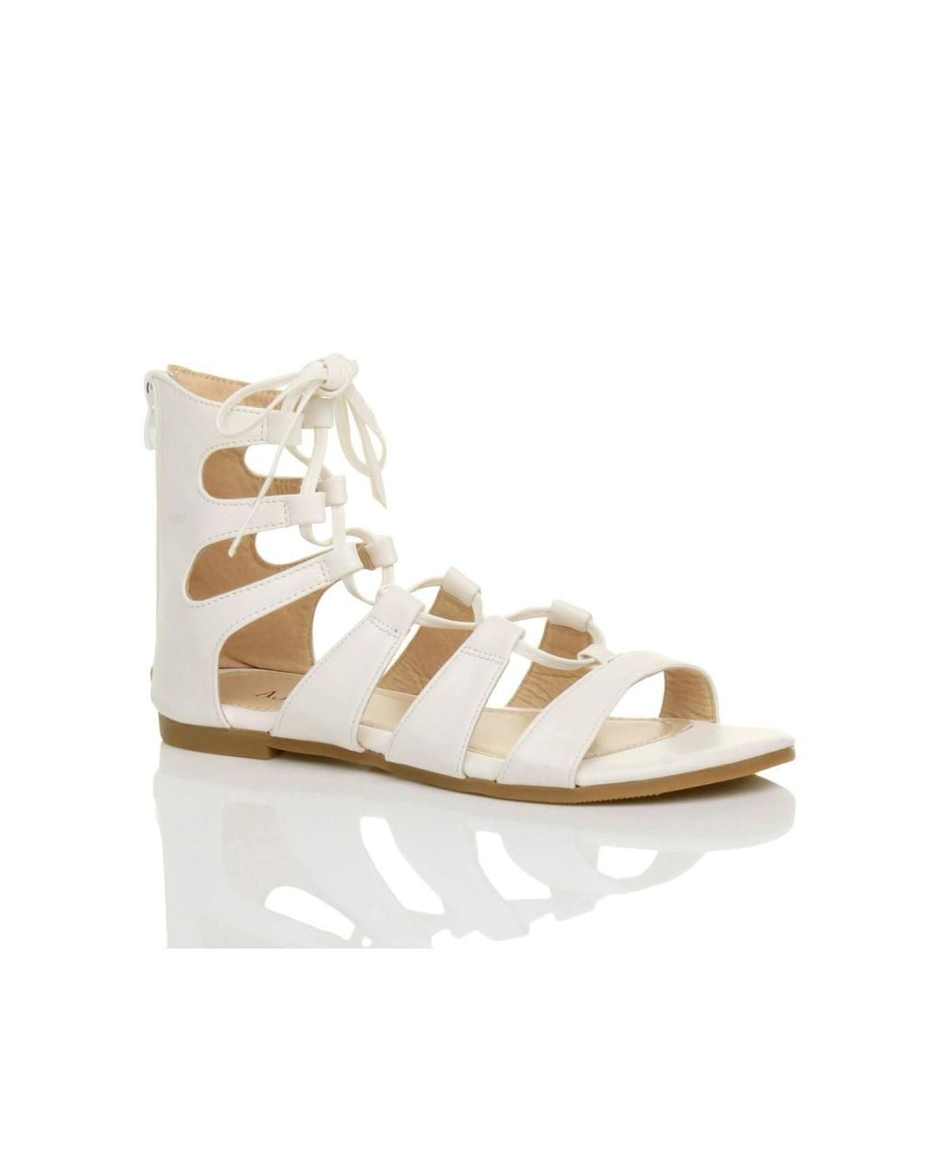 AJVANI White Tie Up Gladiator Sandals