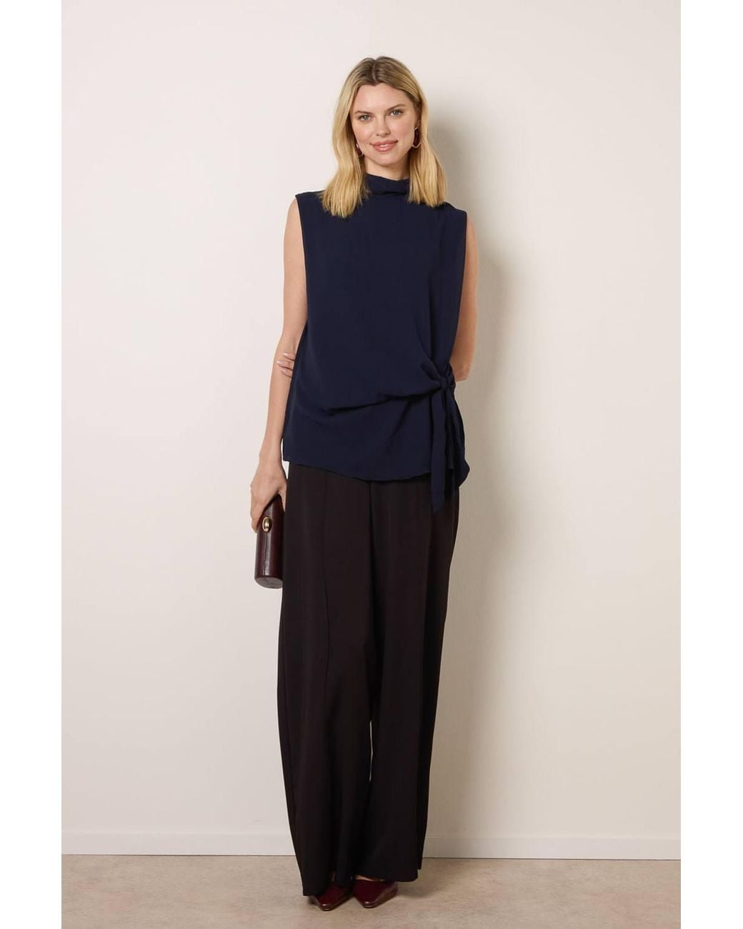 Blue Vanilla Blue Sleeveless Turtleneck Blouse