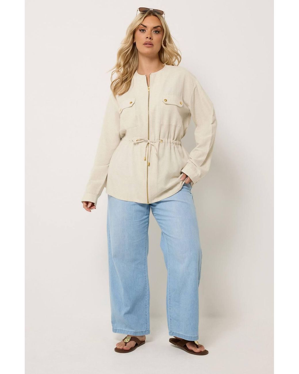 Yours Natural Linen Shacket Jacket