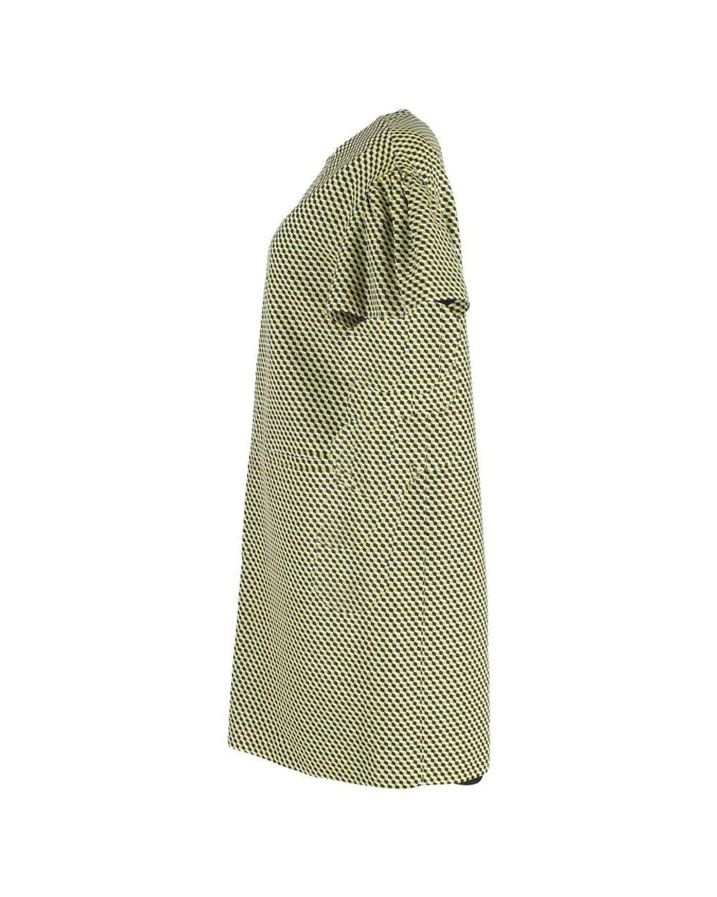 Dries Van Noten Green Preloved Geometric Printed Dress