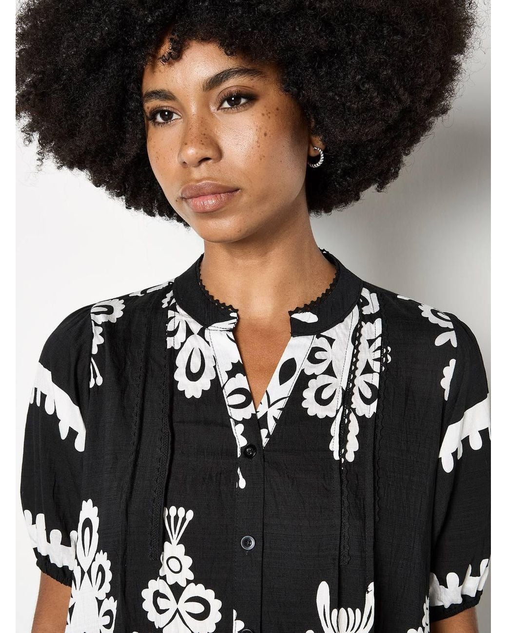 Apricot White Baroque Print Shirt Mini Dress