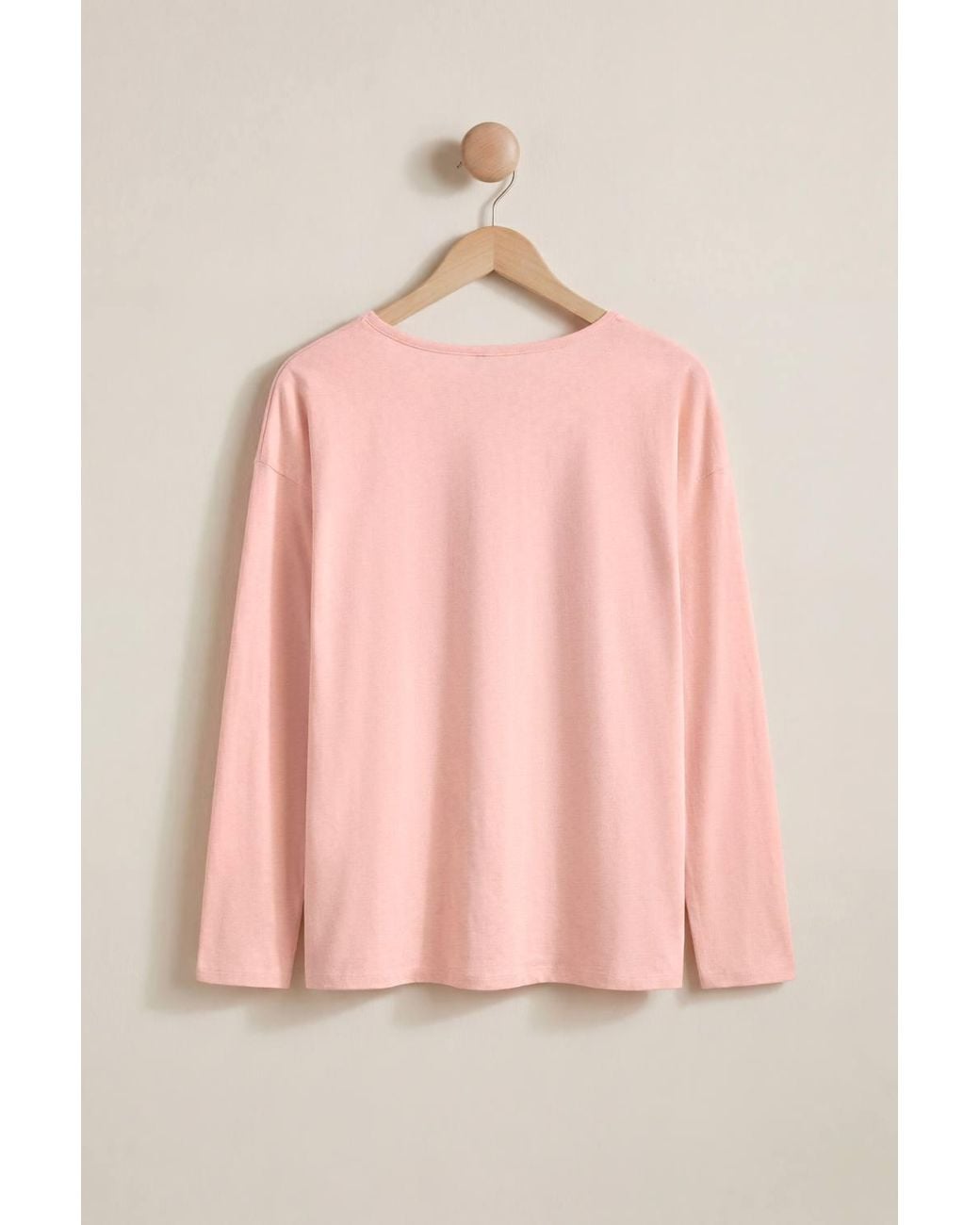 Enorsia Pink Crew Neck Long Sleeve T-Shirt