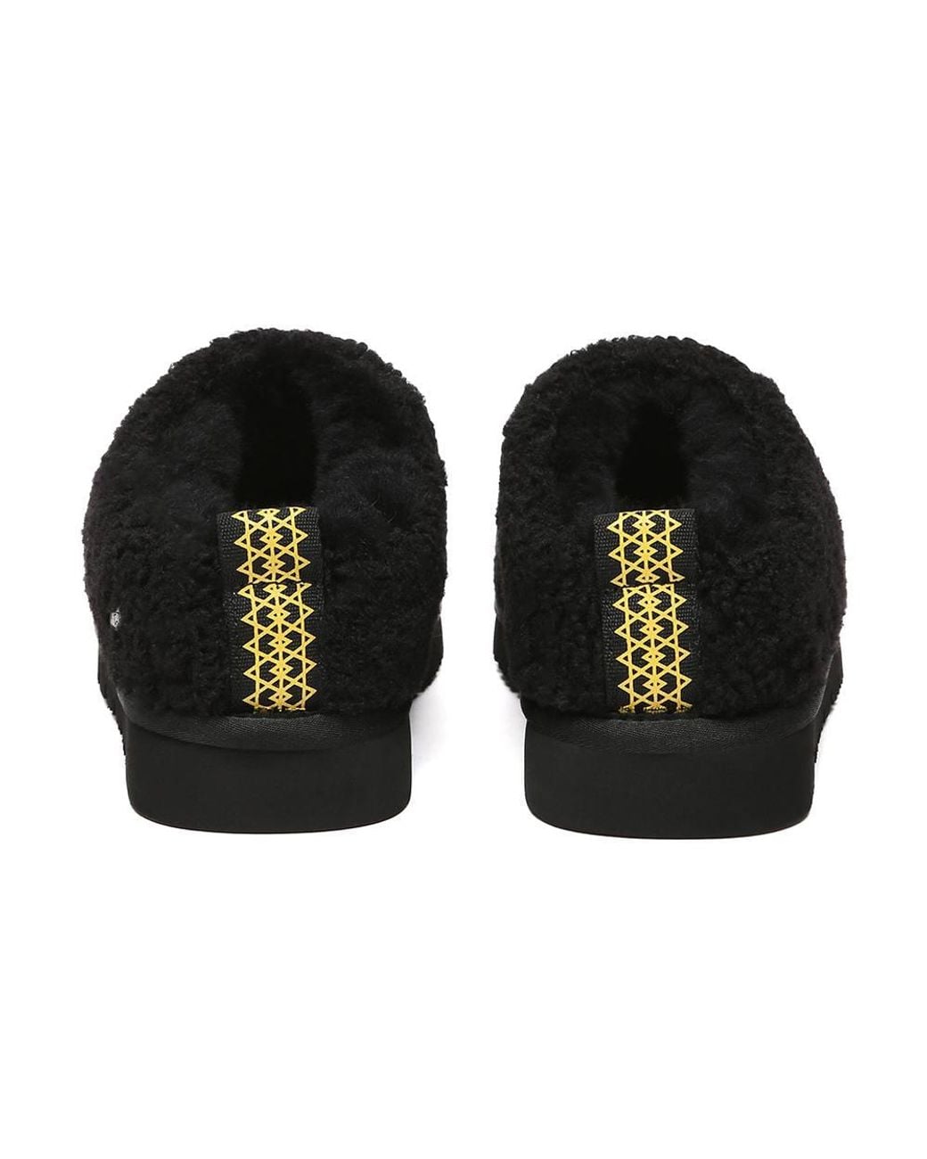EverAu Australia Black Sheepskin Snipe Plush Ankle Slippers W/ Eva Sole