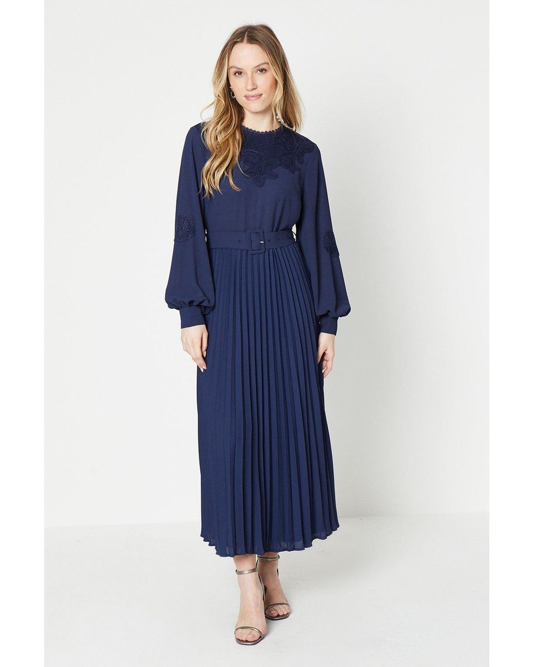 Oasis navy deals pleated dress