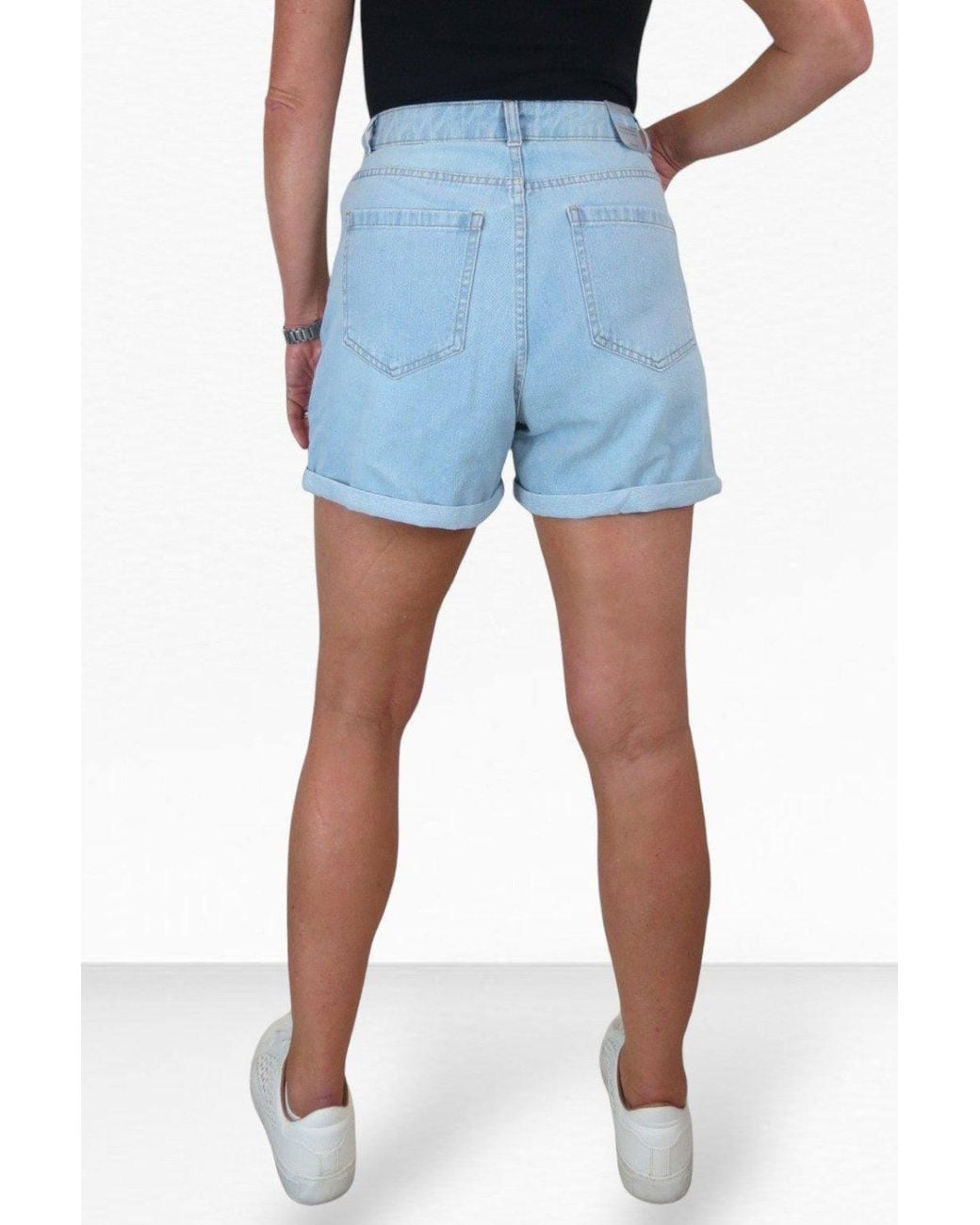Paulo Due Blue Relaxed Mom Fit Denim Jean Shorts