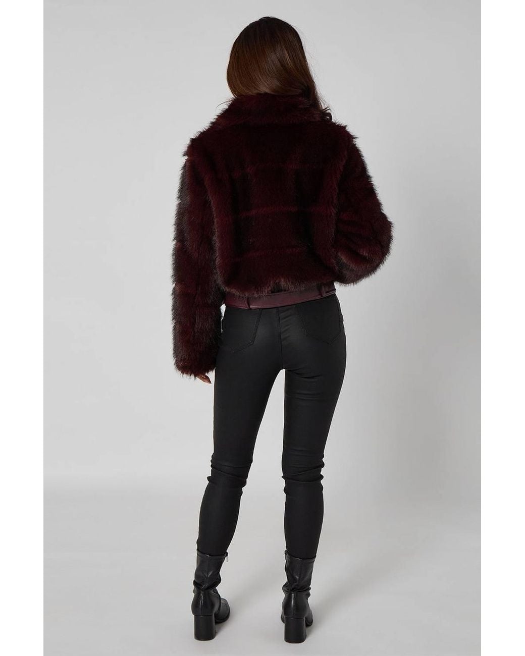 Urban Bliss Blue Faux Fur Belted Bomber Jacket