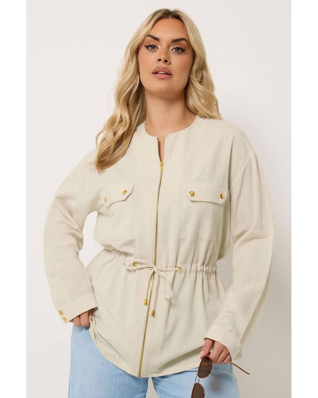Yours Natural Linen Shacket Jacket
