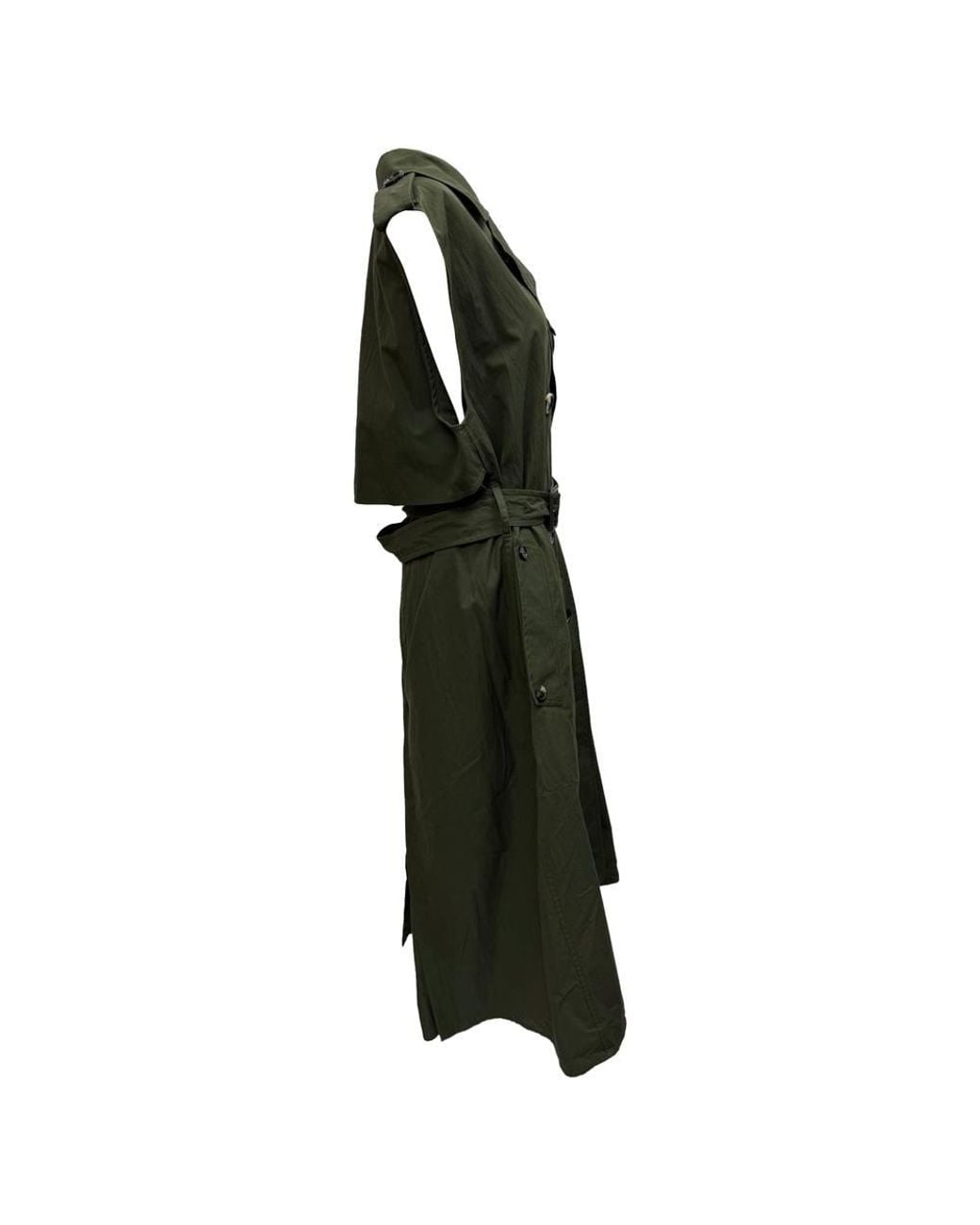 Bottega Veneta Green Preloved Double-Breasted Sleeveless Trench Coat