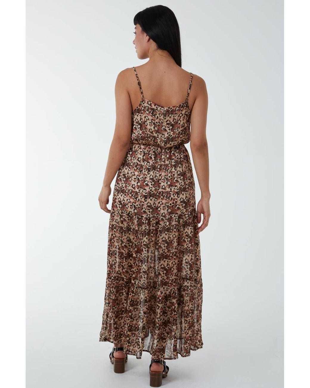 Blue Vanilla Brown Soft Animal Print Wrap Dress