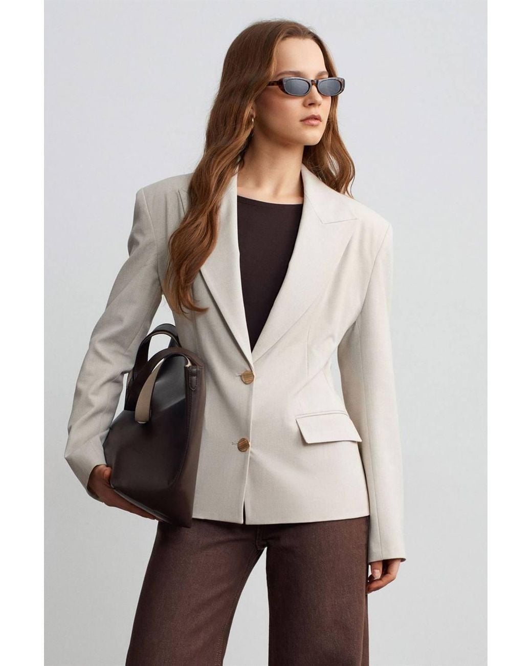 Dilvin Natural Crepe Blazer Jacket