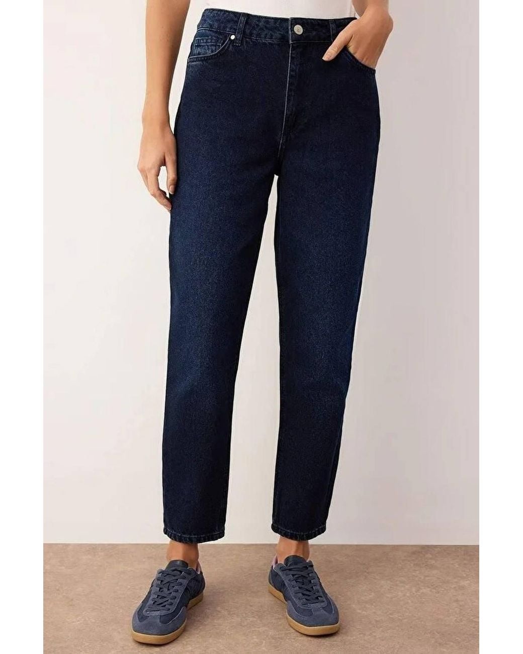 WOVCOR Blue High Waist Mom Jeans Classic Straight-Fit Denim