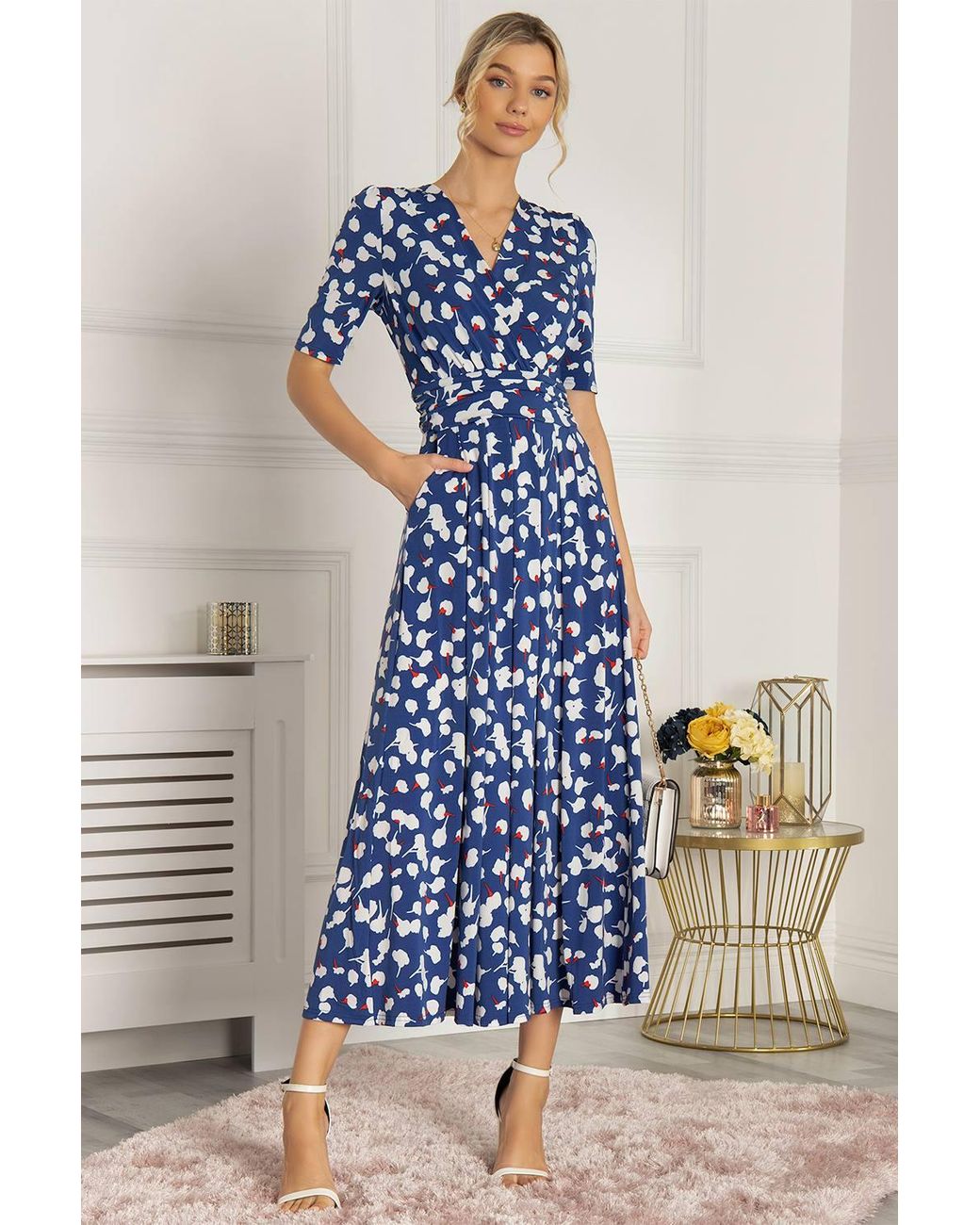 Jolie Moi Blue Kiera Wrap Front Maxi Dress
