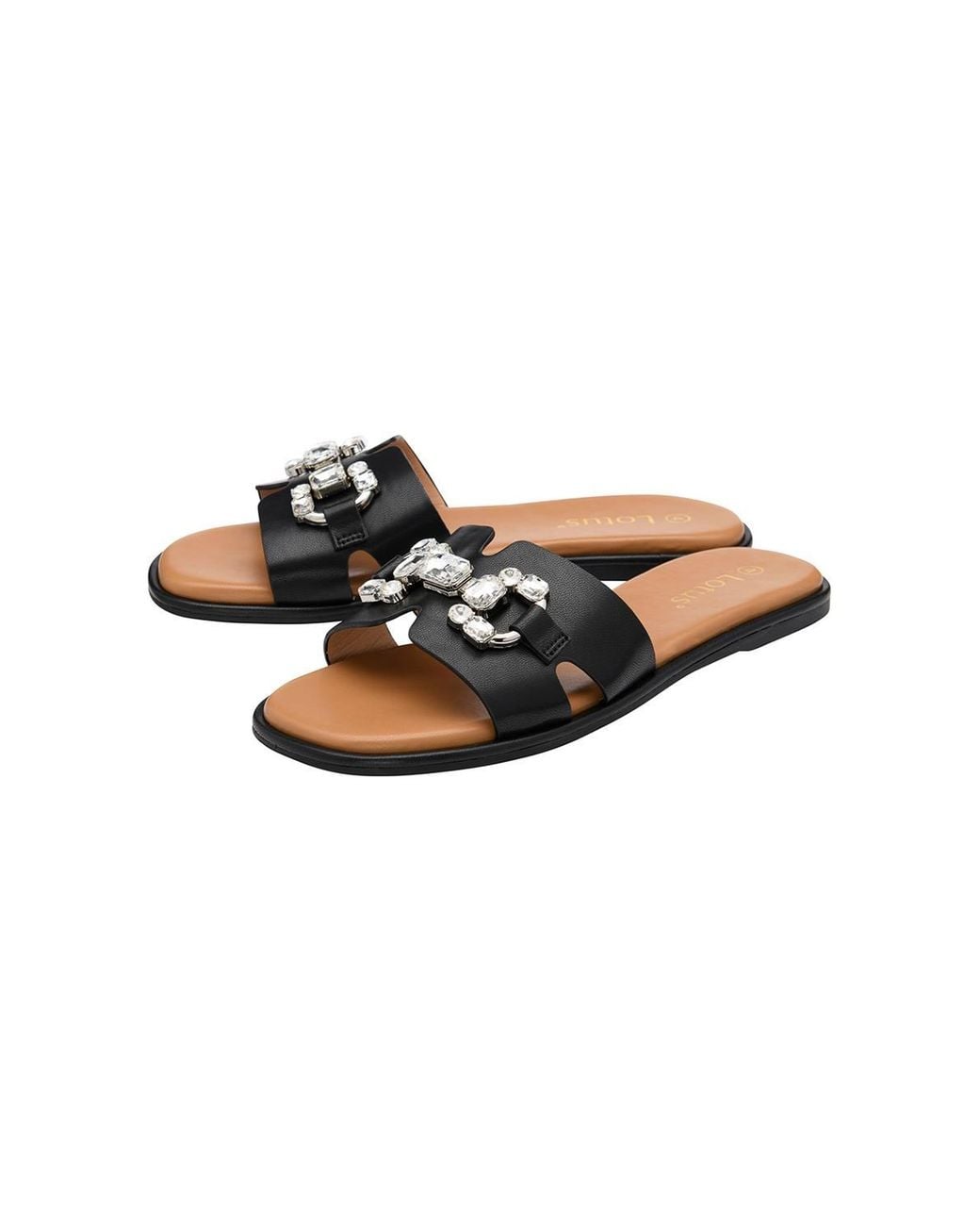 Lotus Black 'Agueda' Flat Mule Sandals