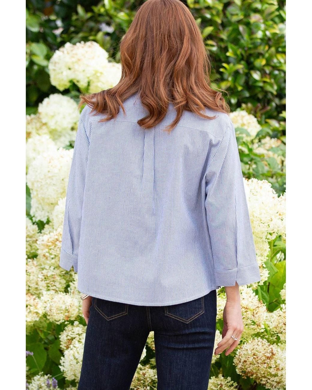 Kite White Whitmore 3/4 Sleeve Ticking Shirt