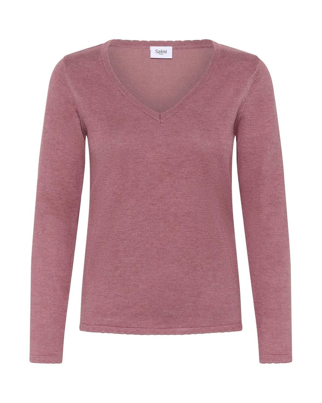 Saint Tropez Pink Milasz Long Sleeve V-Neck Jumper
