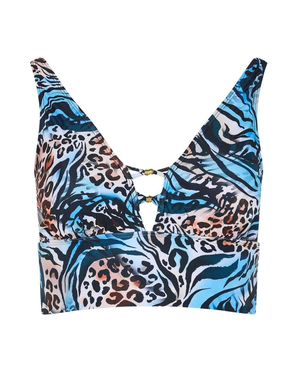 Yours Blue Animal Plunge Bikini Top