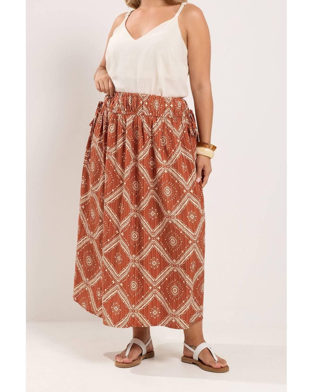 Yours Orange Abstract Skirt