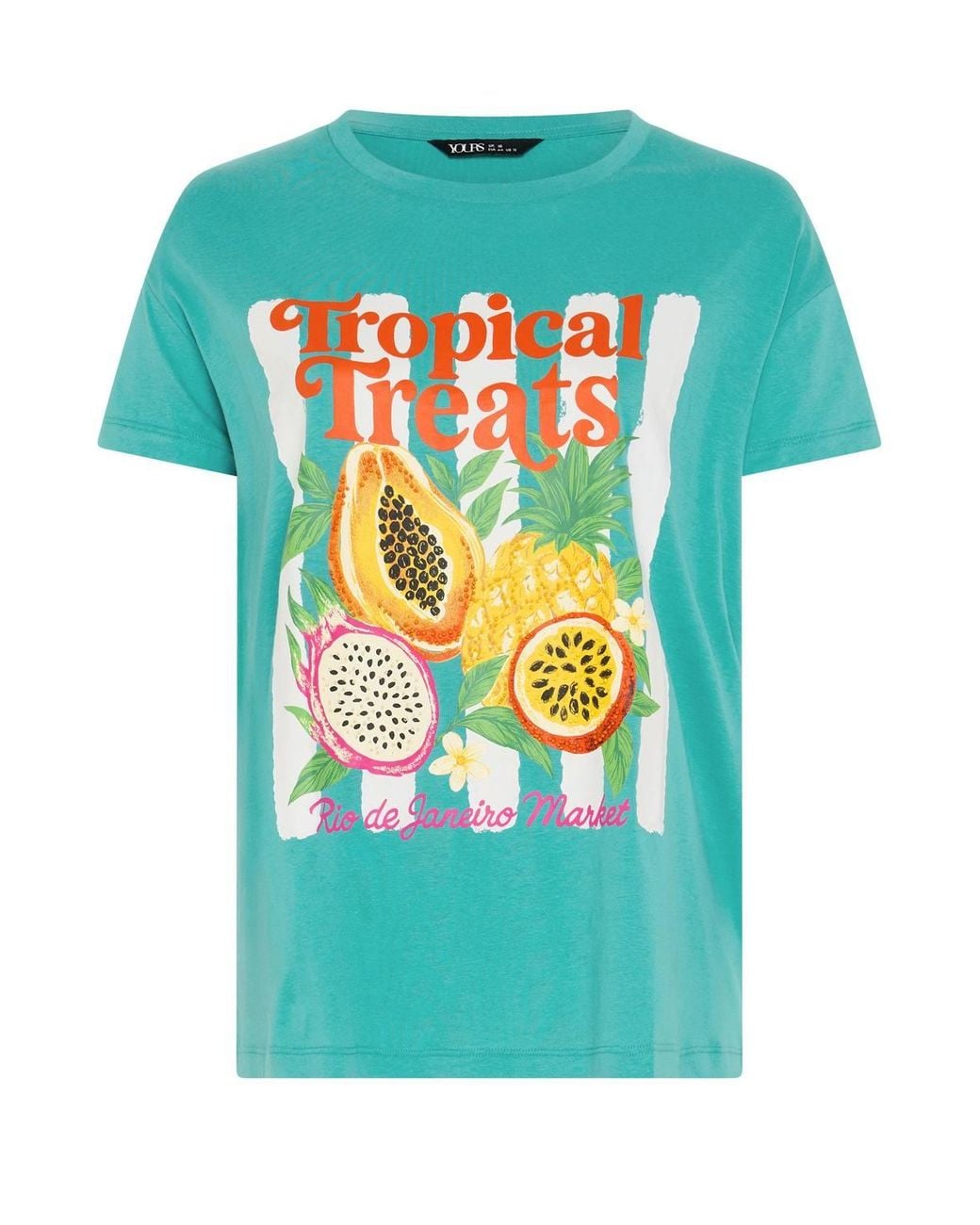 Yours Blue 'Tropical Treats' Beaded T-Shirt