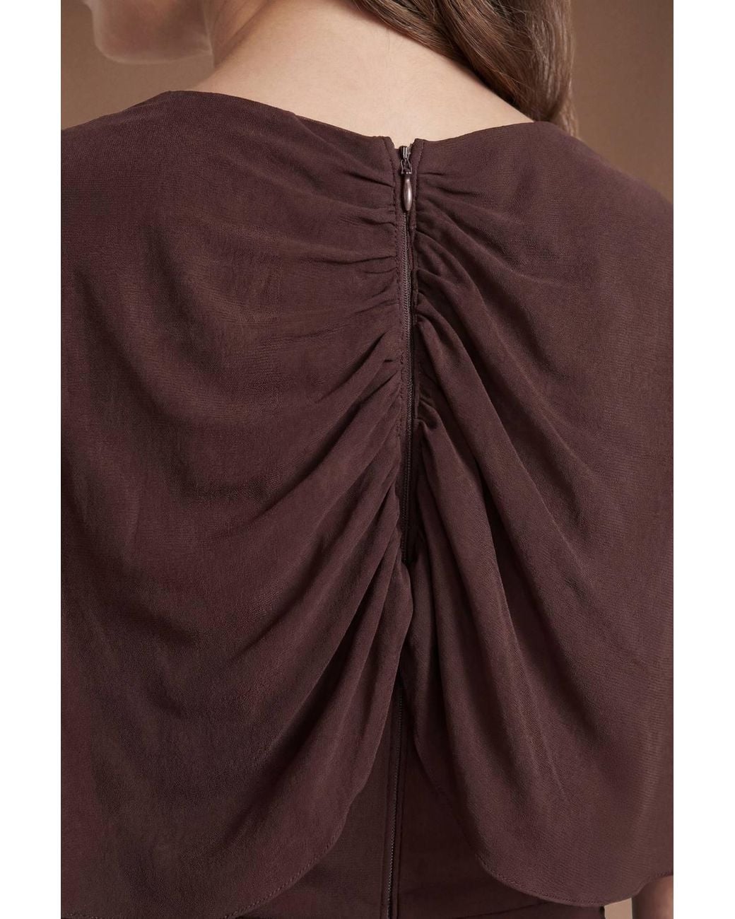 Coast Brown Twist Cape Sleeve Contour Collective Bridesmaid Dress