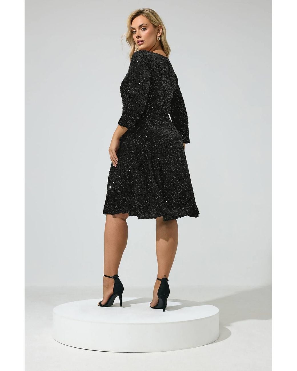 Yours Black Sequin Velvet Mini Dress