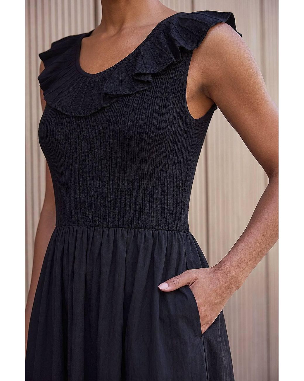 Roman Blue Frill Detail Midi Dress