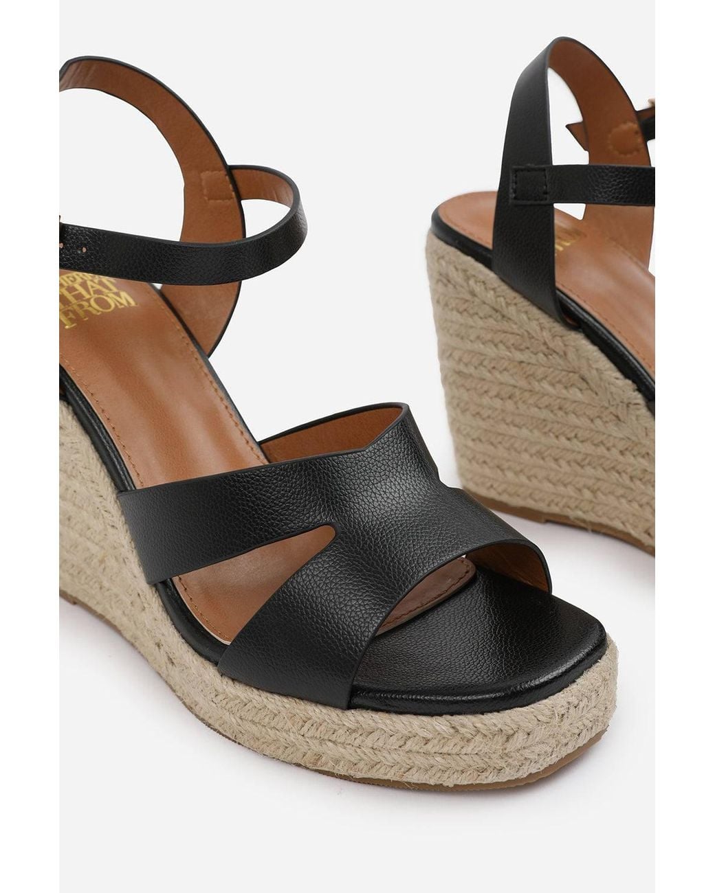 Where's That From Natural 'Belvia' Wedge Heel Sandals W/ Cutout Strap