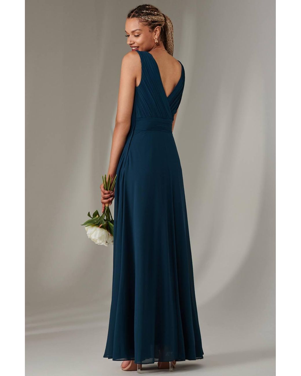 Jolie Moi Blue Cora Sleeveless Chiffon Maxi Dress