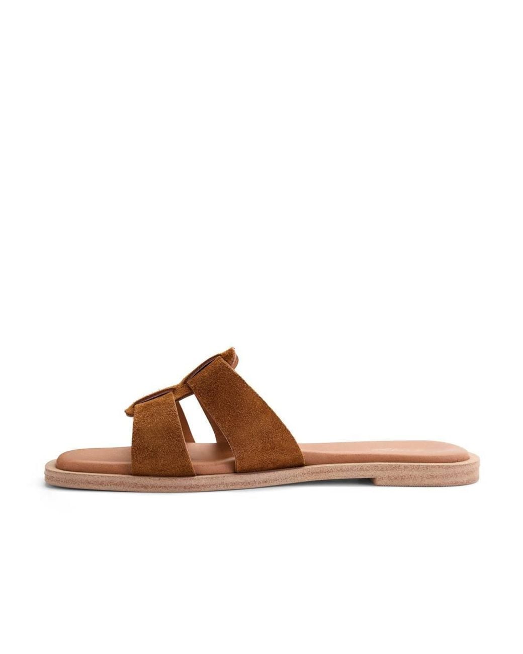 Clarks Brown Trala Slide Tan Suede Flat Sandals, Sliders
