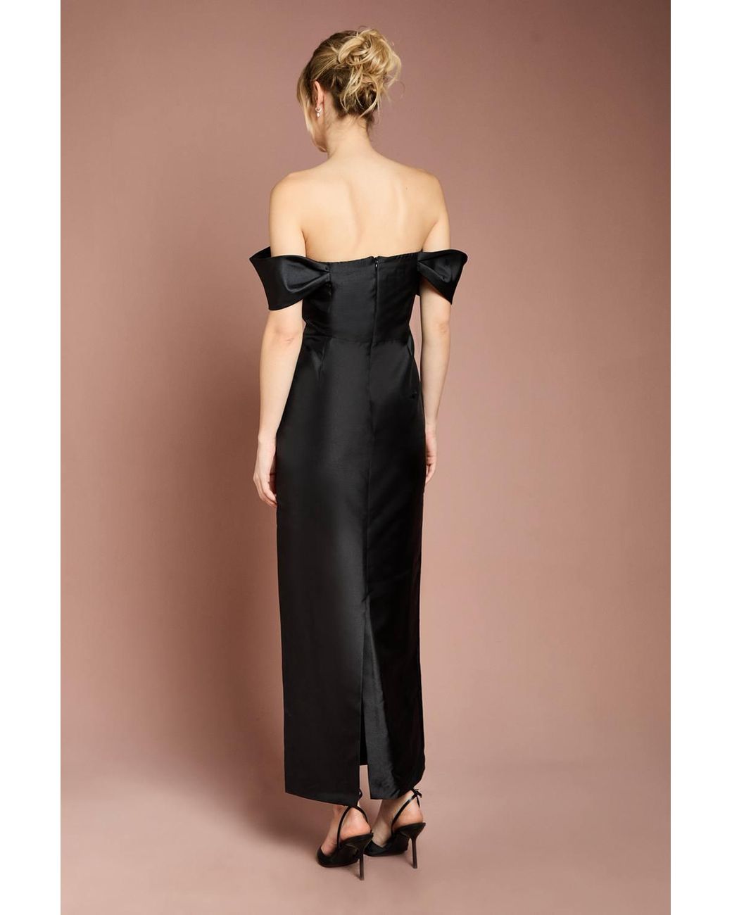 Coast Black Honoured Twill Bardot Column Midi Bridesmaid Dress