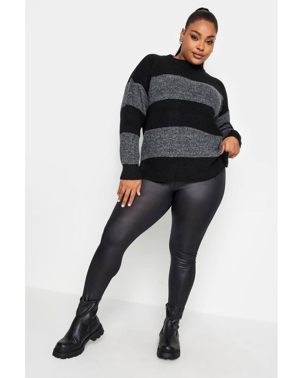 Yours Black Leather Look Leggings