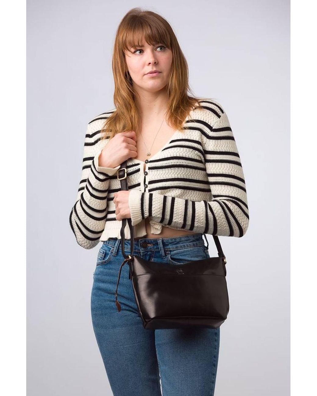 Conkca Blue 'Merrill' Leather Cross Body Bag