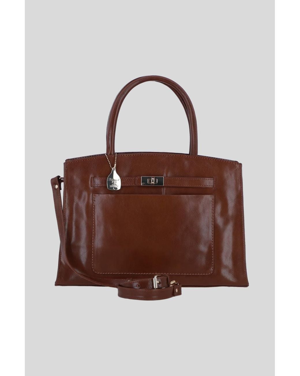 Ashwood Leather Brown Real Leather Structured Handbag With Detachable Strap
