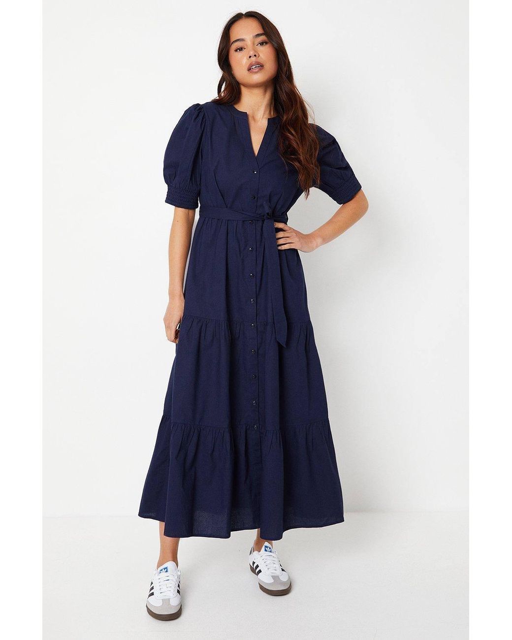 Dorothy Perkins Blue Petite Poplin Shirt Dress