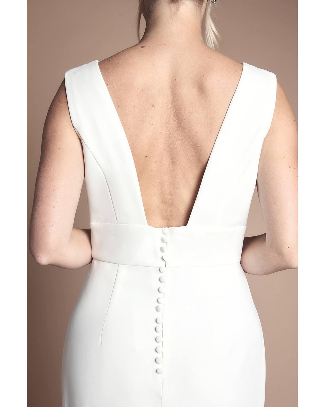 Coast Natural Honoured Petite Premium Crepe Plunge Neck Fishtail Wedding Dress