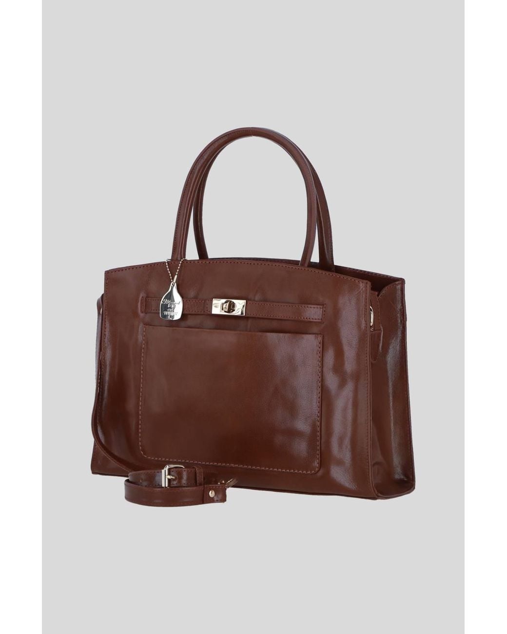 Ashwood Leather Brown Real Leather Structured Handbag With Detachable Strap